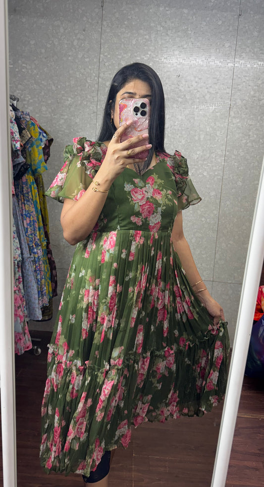 Chiffon printed frock -SRF1056D2
