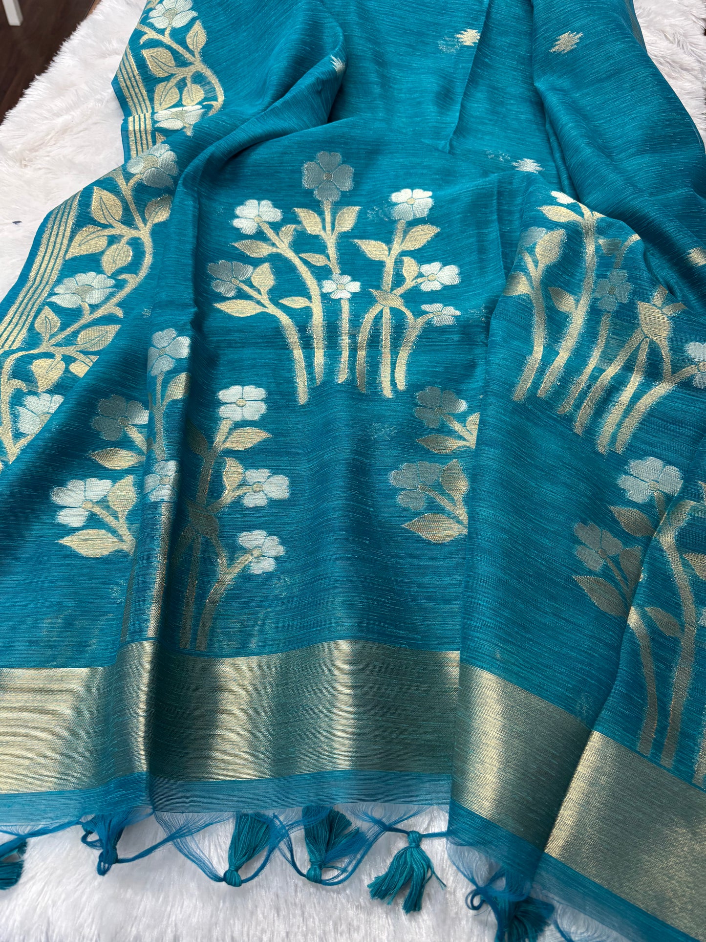 Linen silk Jamdhani saree-SR1223D