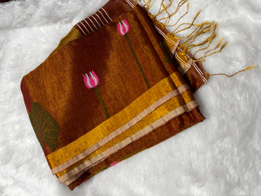 Linen tissue Jamdhani saree-SR1224F