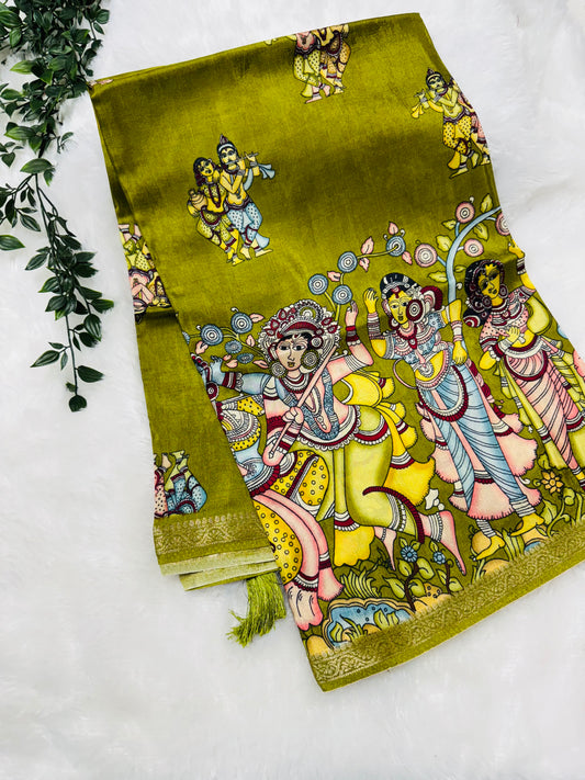 Kanchi crepe Kalamkari saree-SR1031B