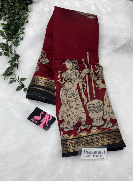 Mushru silk Kalamkari saree-SR1035A