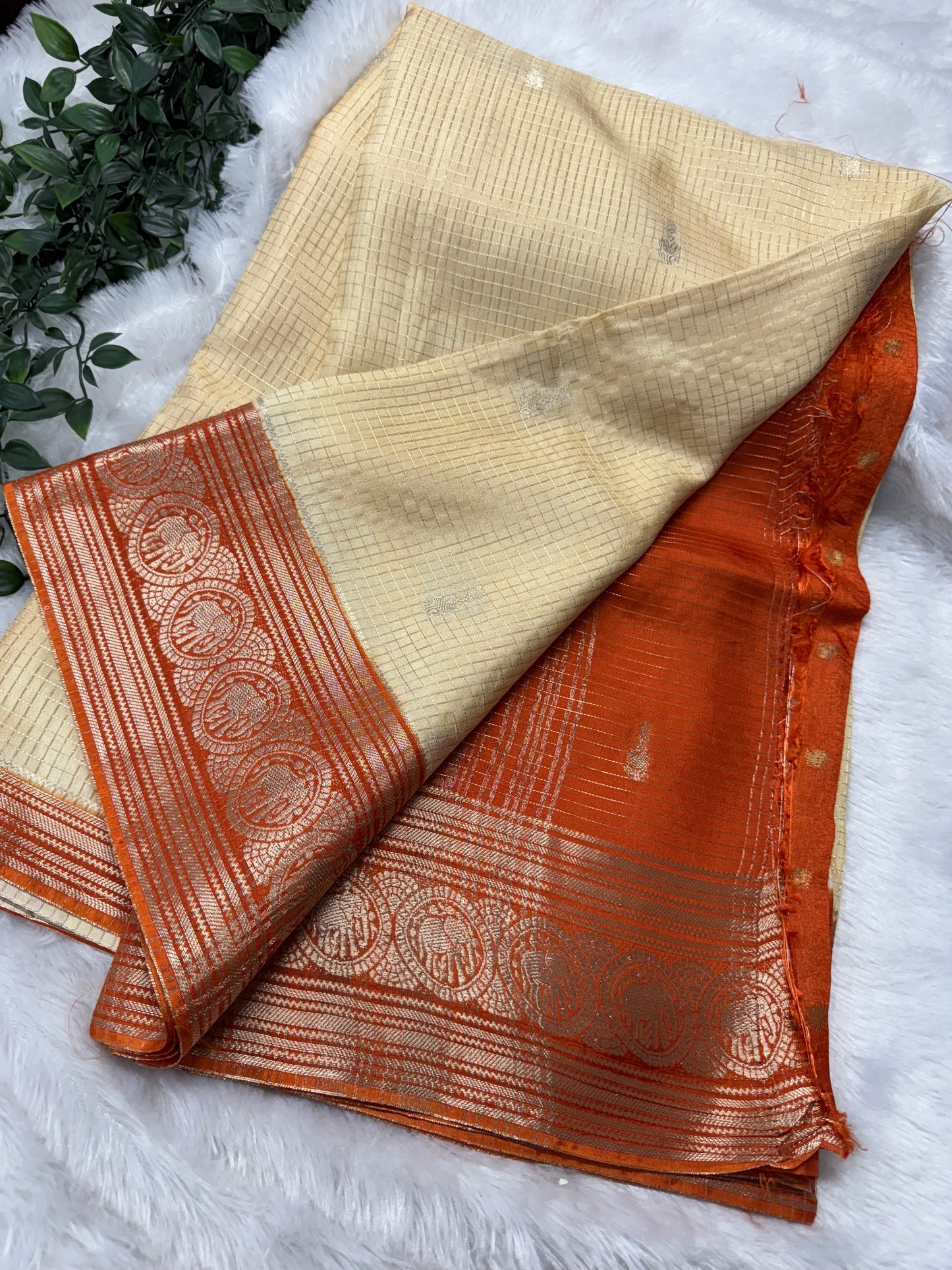Vintage checks Mysore Georget saree-SR1174J