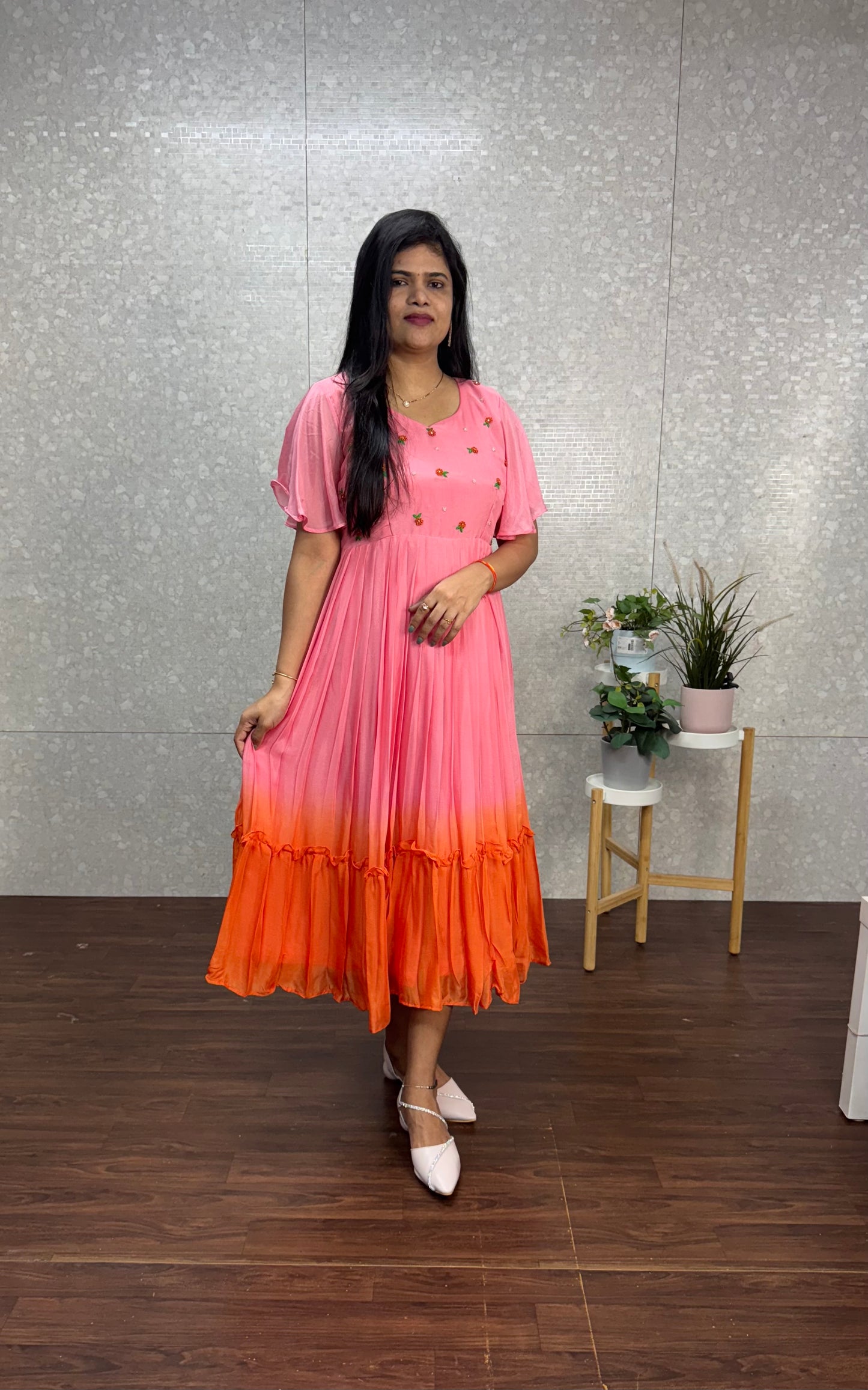 Pure Chinnon ombré frock-SRF1005D
