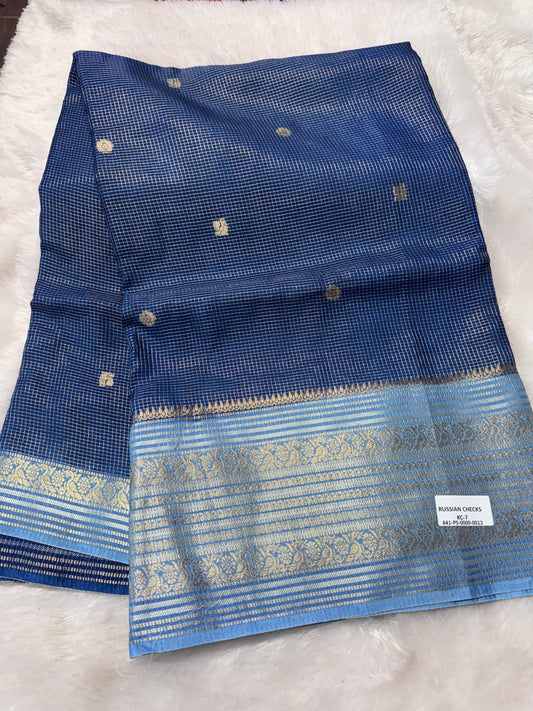 Russian checks vintage saree-SR1265H