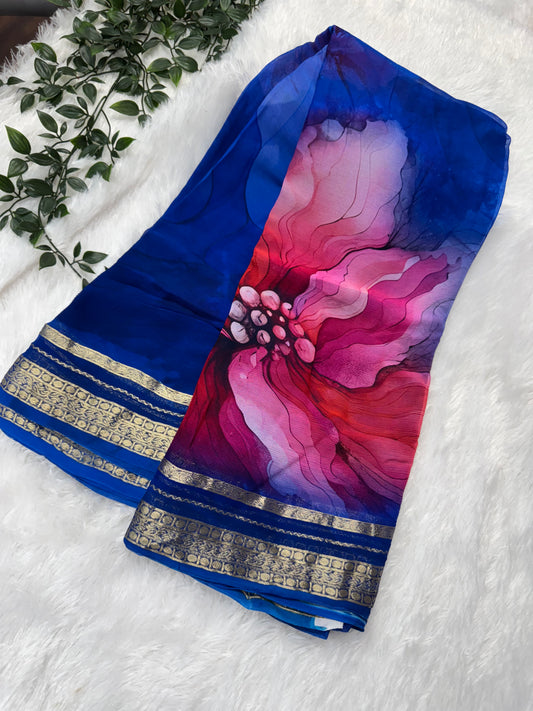 Pure chiffon digital print saree-SR1150D