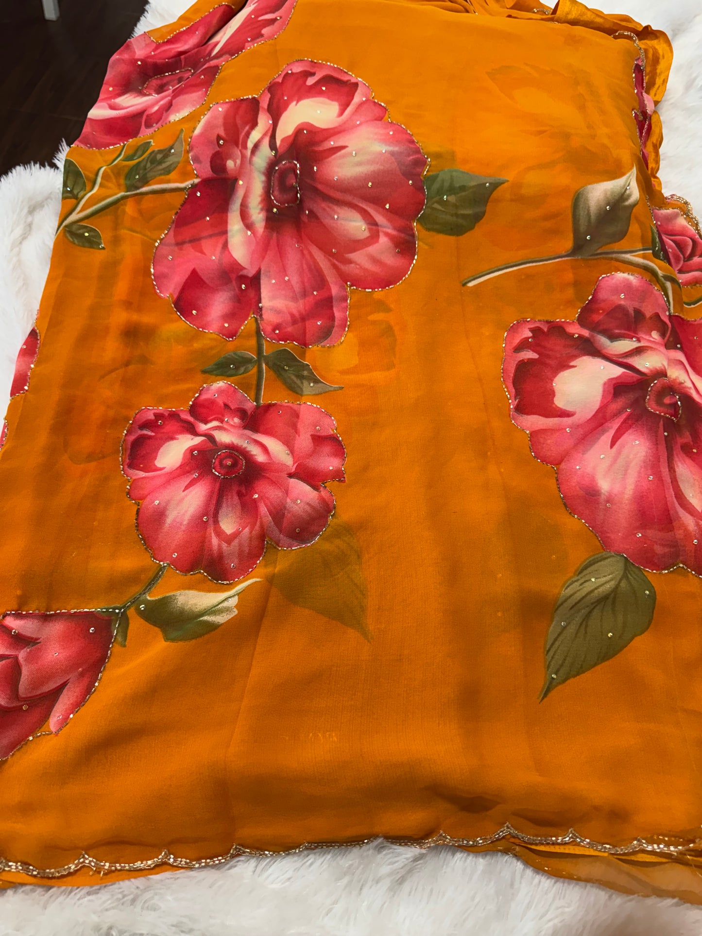 Georget floral  cocktail saree-SR1219G