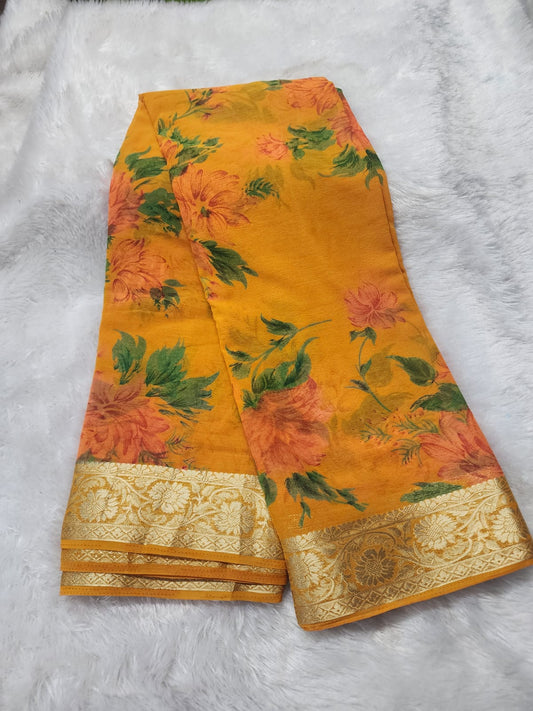 Soft chinnon digital print saree-SR1304B