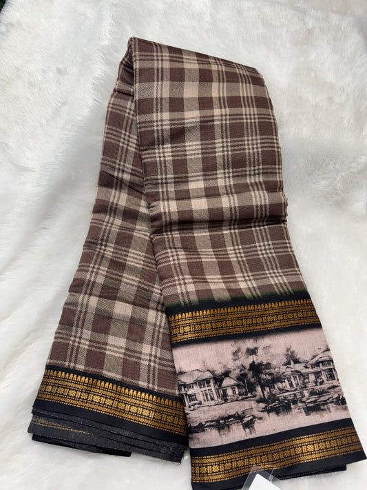 Maheswari silk checks saree-SR1214E