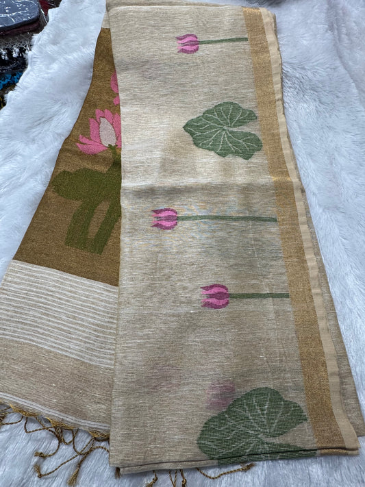Linen tissue jamdhani saree- SR1215F