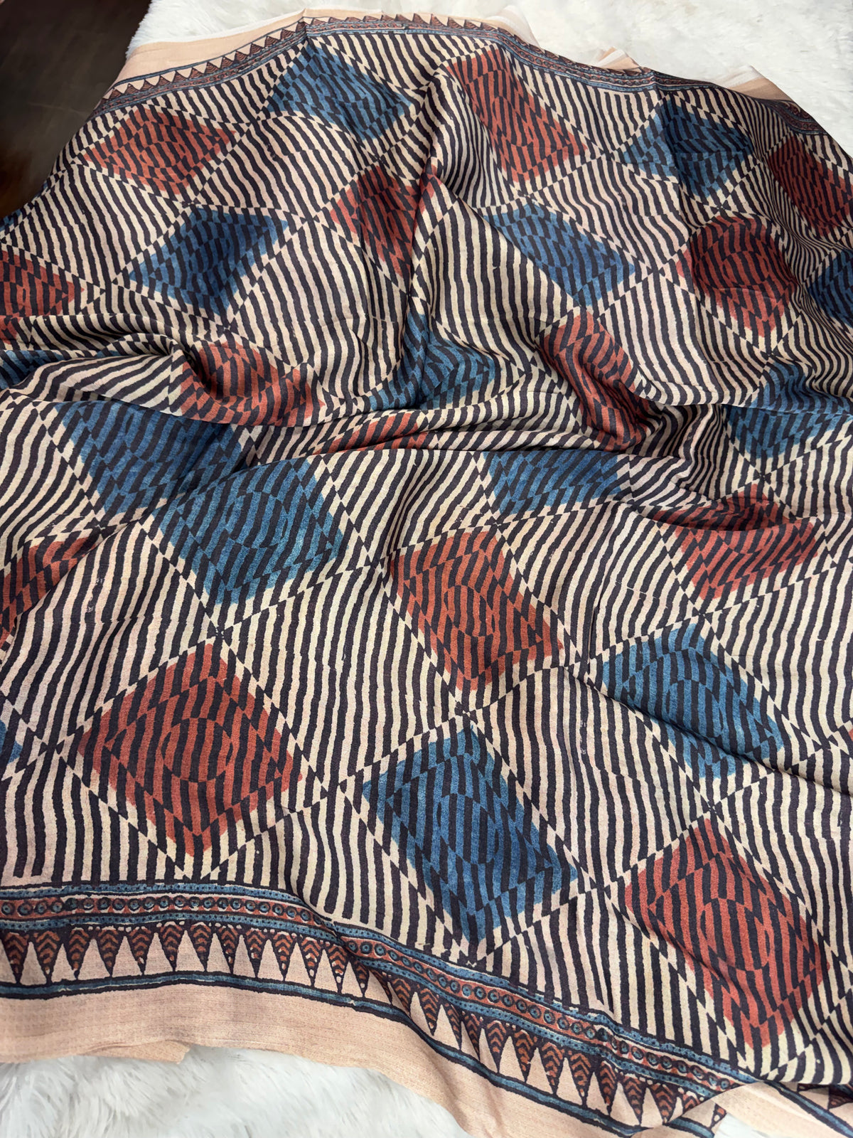 Mulberry silk Ajrakh saree-SR1309C