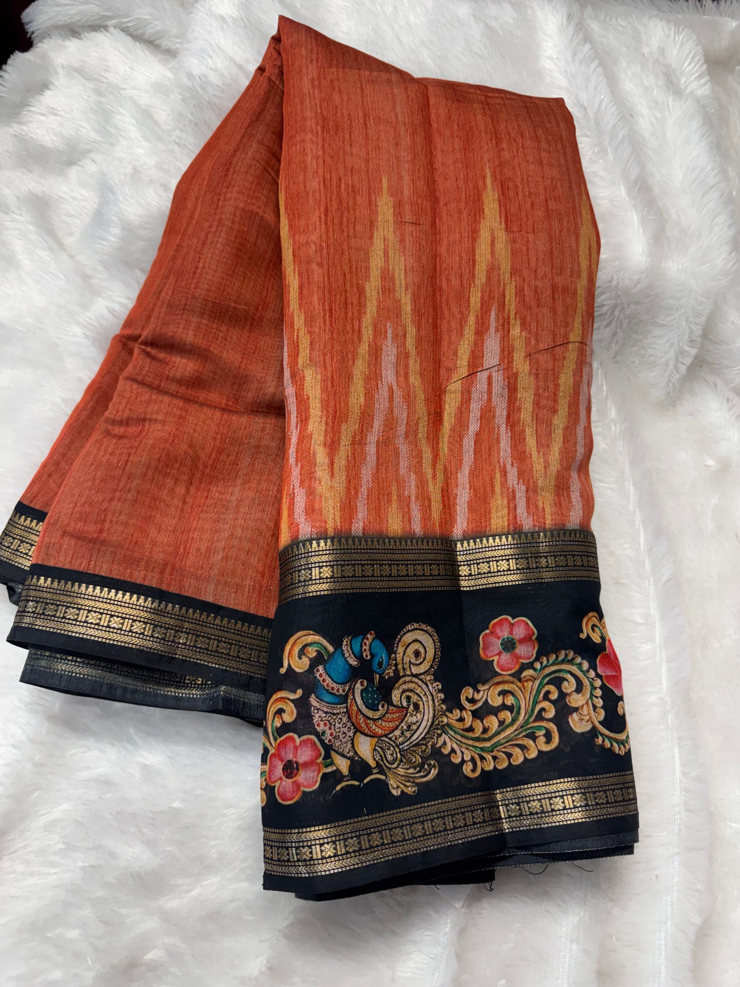 Mushru silk Kalamkari saree-SR1216E