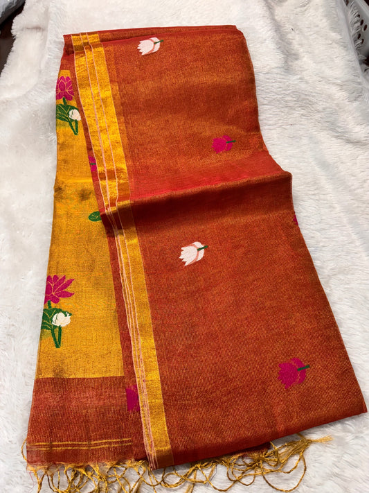 Linen tissue Jamdhani saree-SR1271R