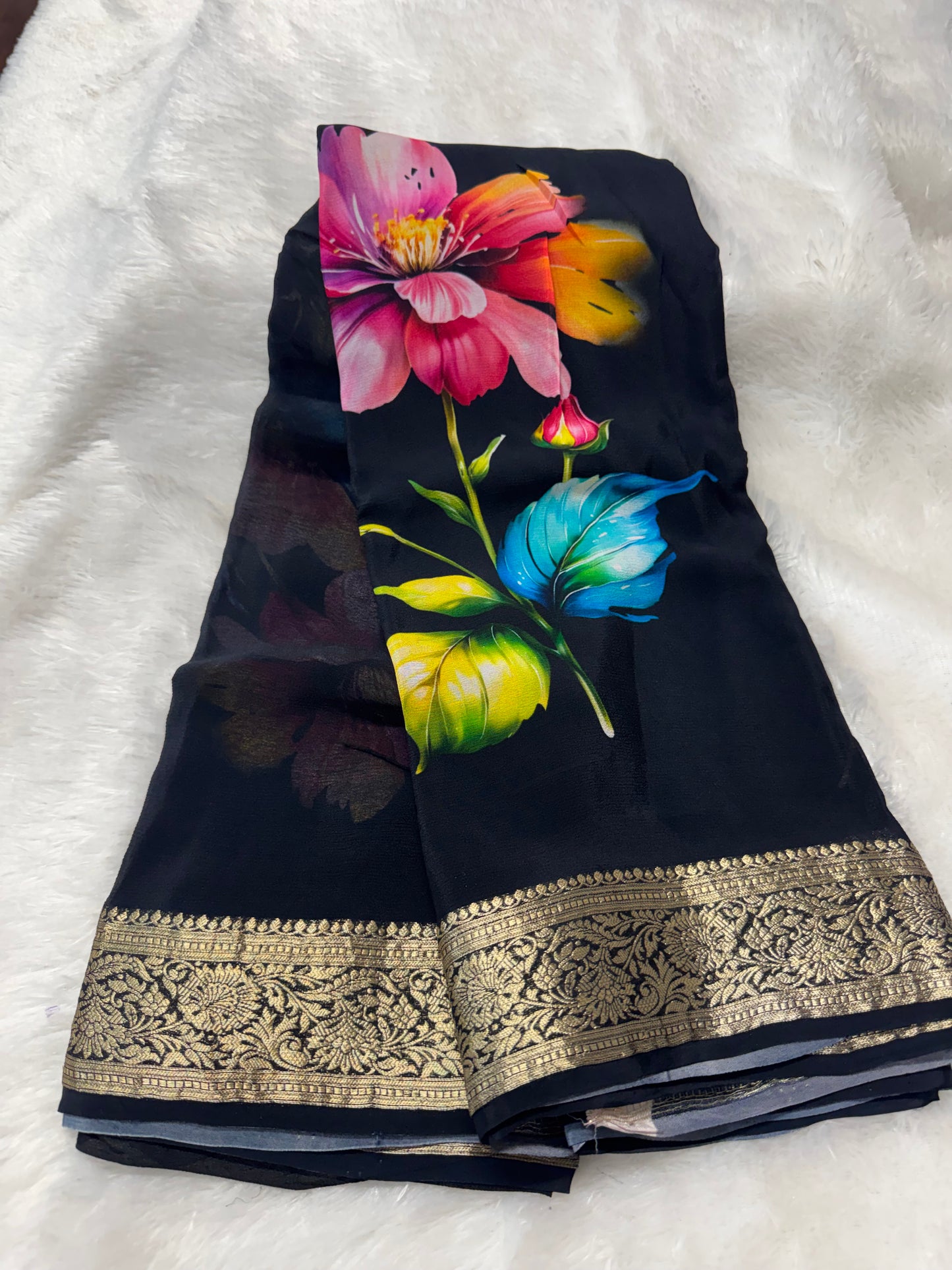 Pure chinnon digital print saree-SR1251K