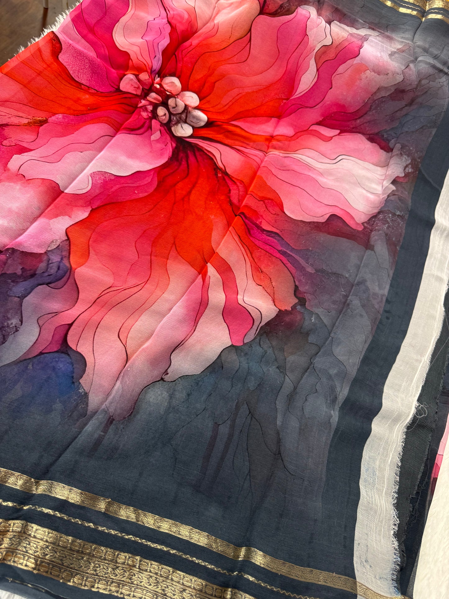 Pure chiffon digital print saree-SR1150J
