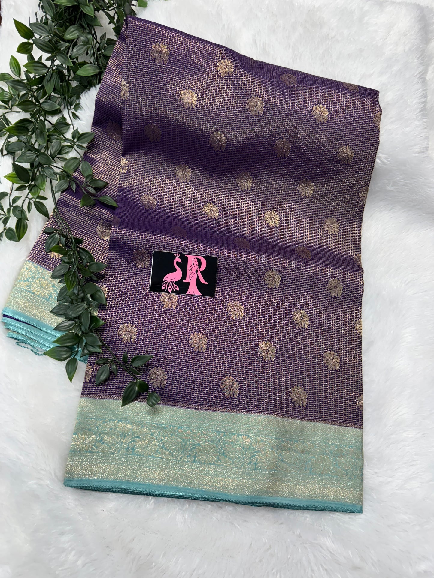 Vintage zari checks-SR1079C