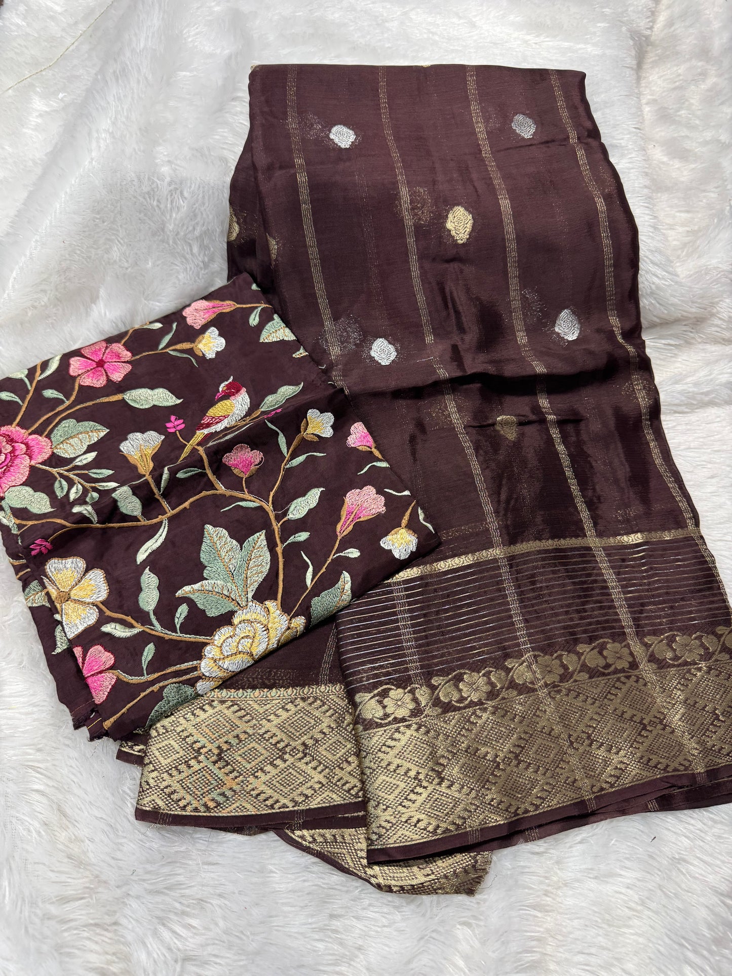 Pure chinnon silk sarees-SR1179J