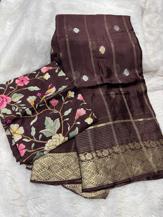 Pure chinnon silk sarees-SR1179J