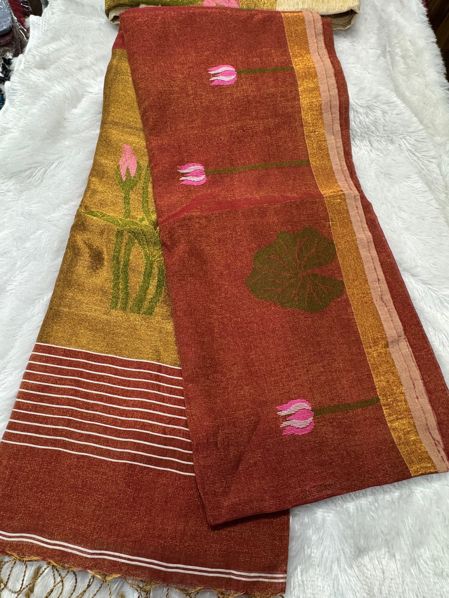 Linen tissue saree -SR1215E