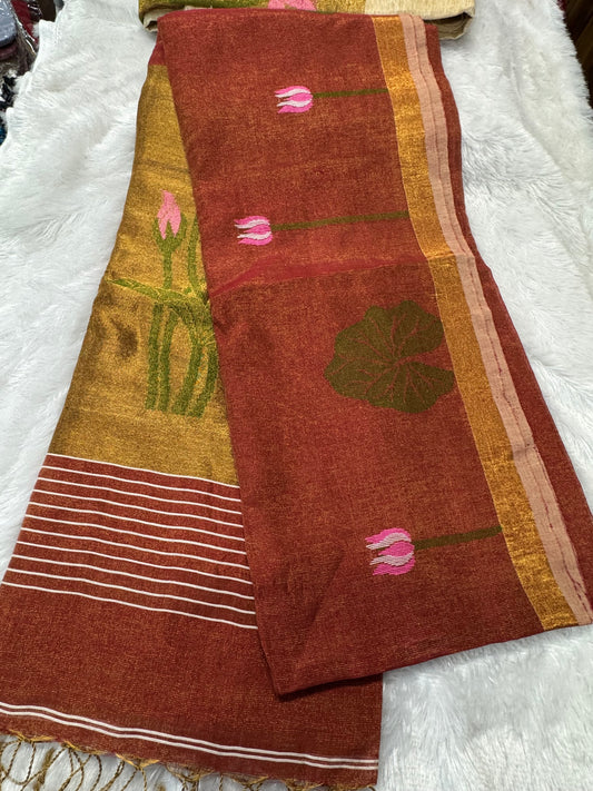 Linen tissue saree -SR1215E