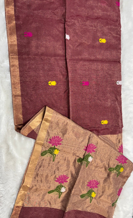 Linen tissue Jamdhani saree-SR1204C