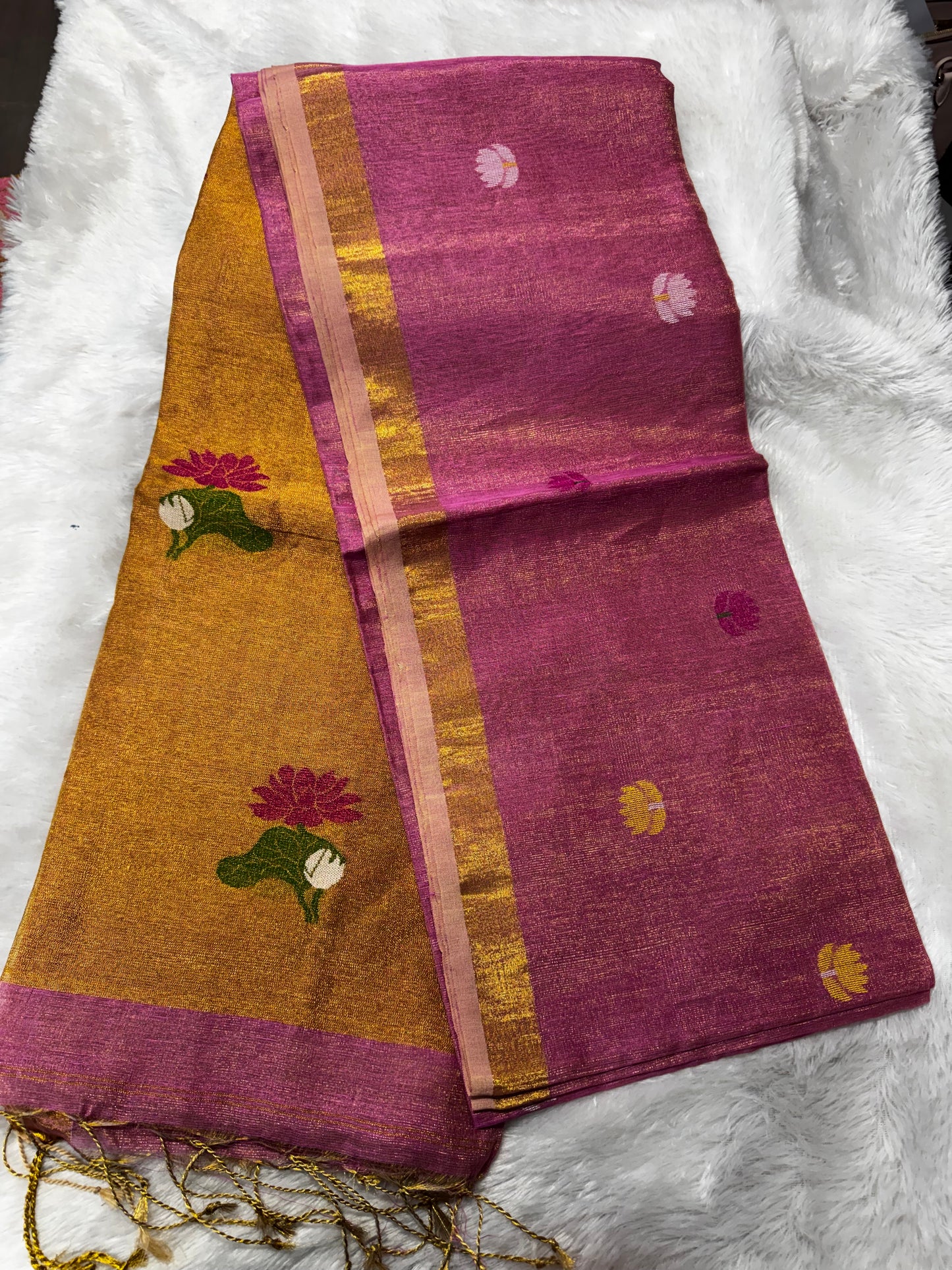 Linen tissue Jamdhani saree-SR1224K