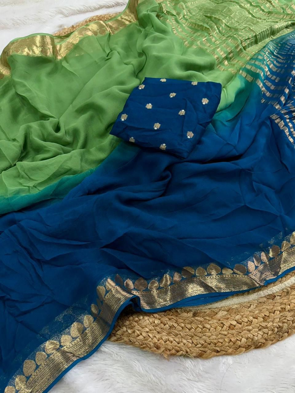 Viscose Georget dual shade saree -SR1222B