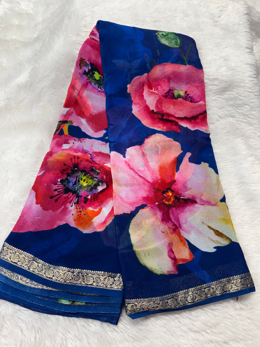 Pure chinnon digital print saree-SR1211C