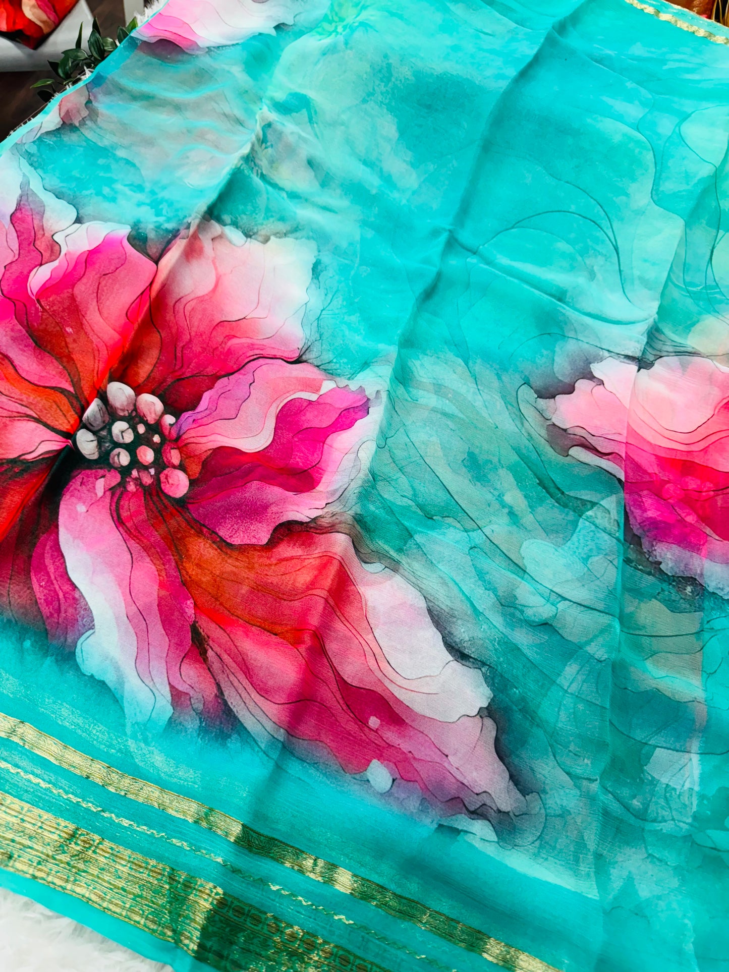 Pure chiffon digital print saree-SR1150A