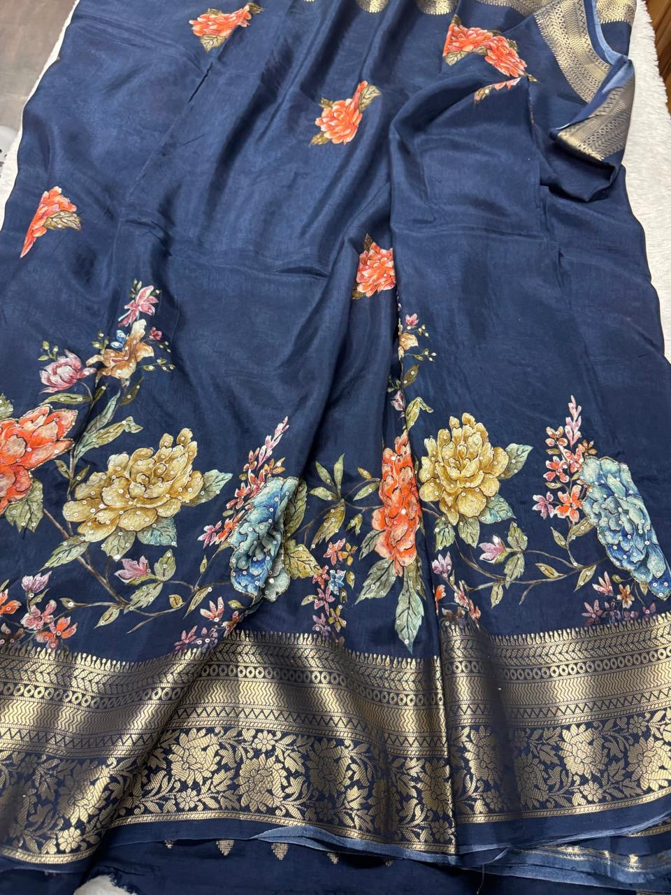 Crepe silk work saree-SRCS002