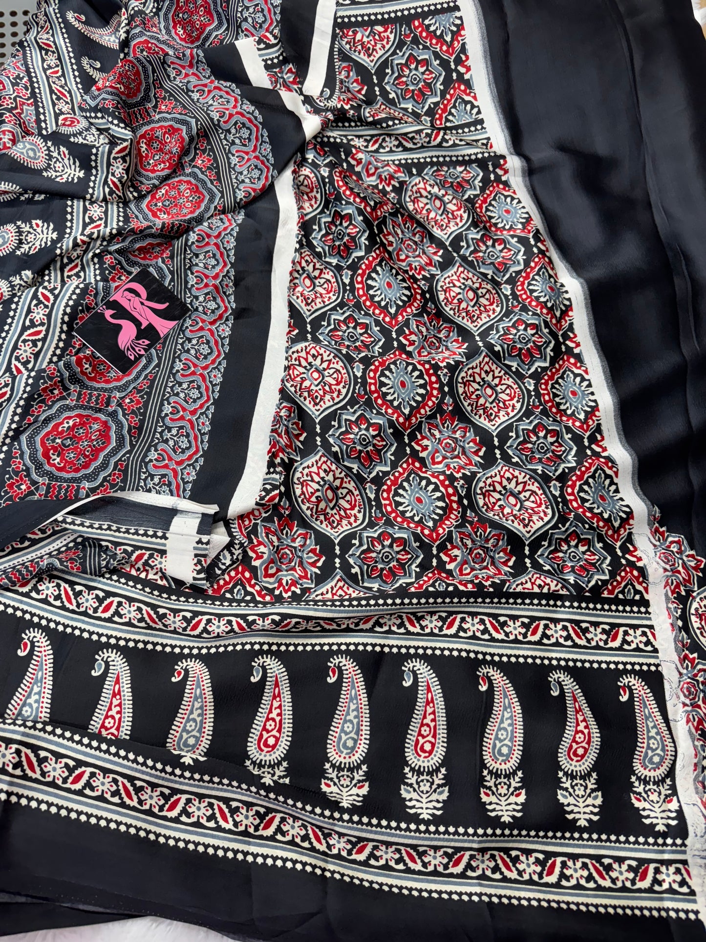 Ajrakh saree-SR1070A
