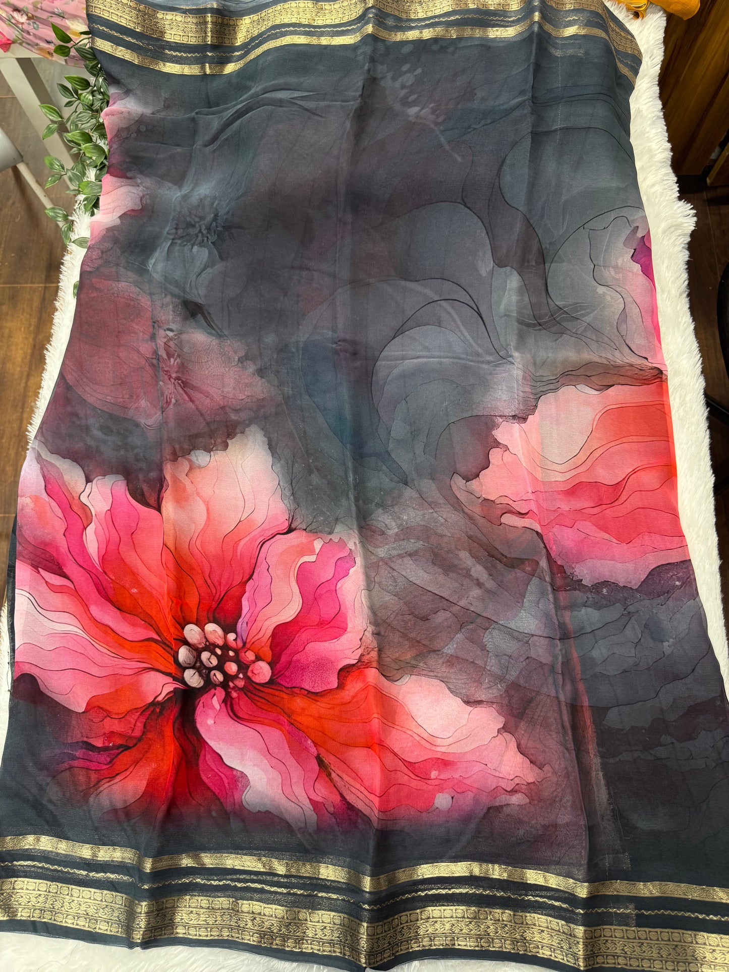 Pure chiffon digital print saree-SR1150J