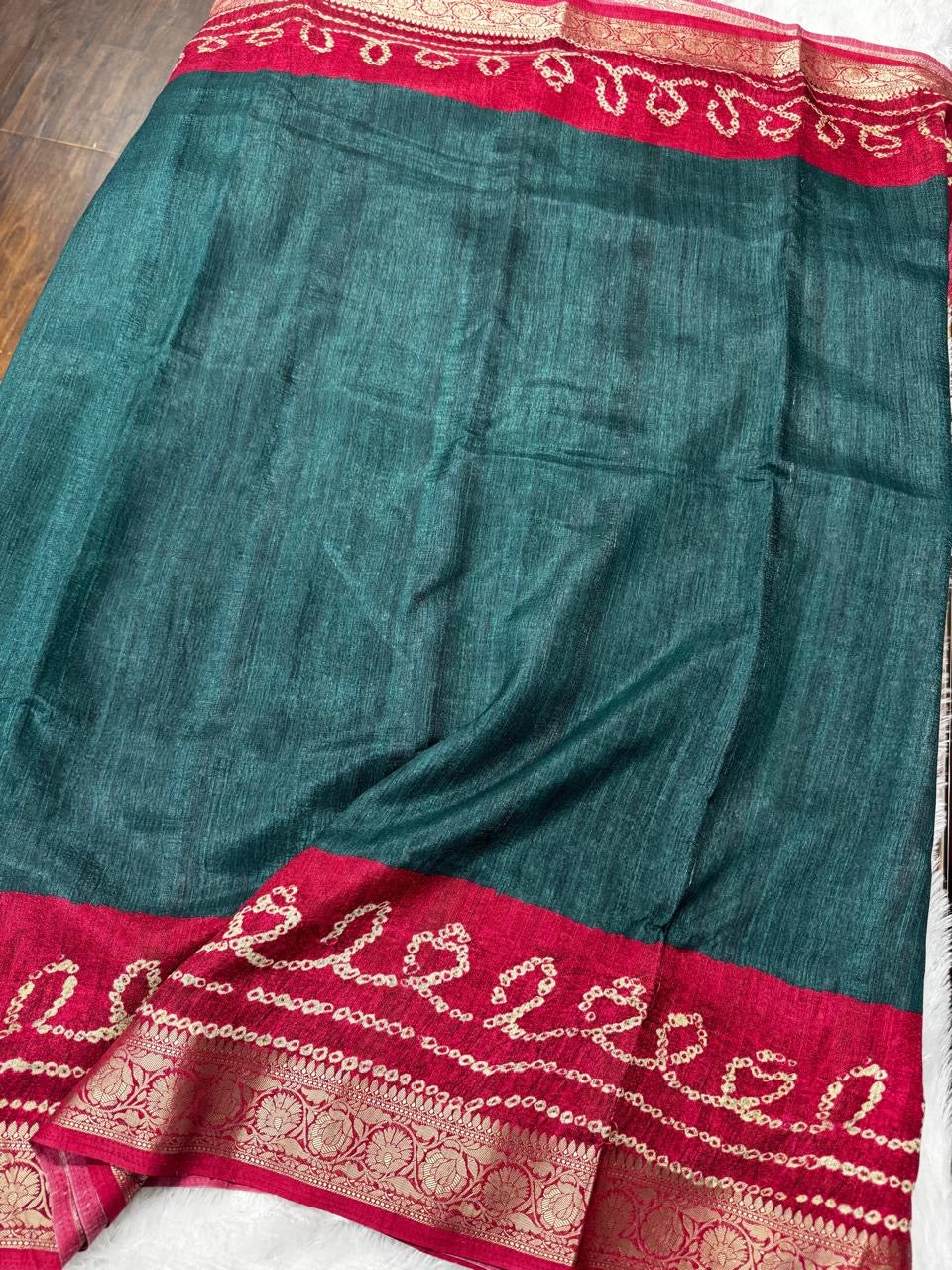 Viscose Tassar bandhini saree-SRCS006