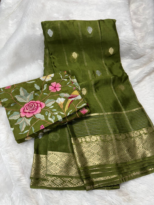 Pure chinnon silk sarees-SR1179F