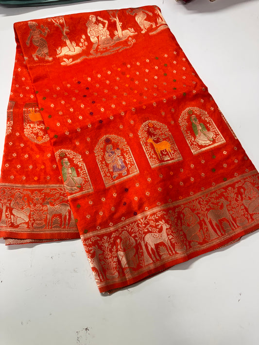 Bandhini weaving saree-SR1285E