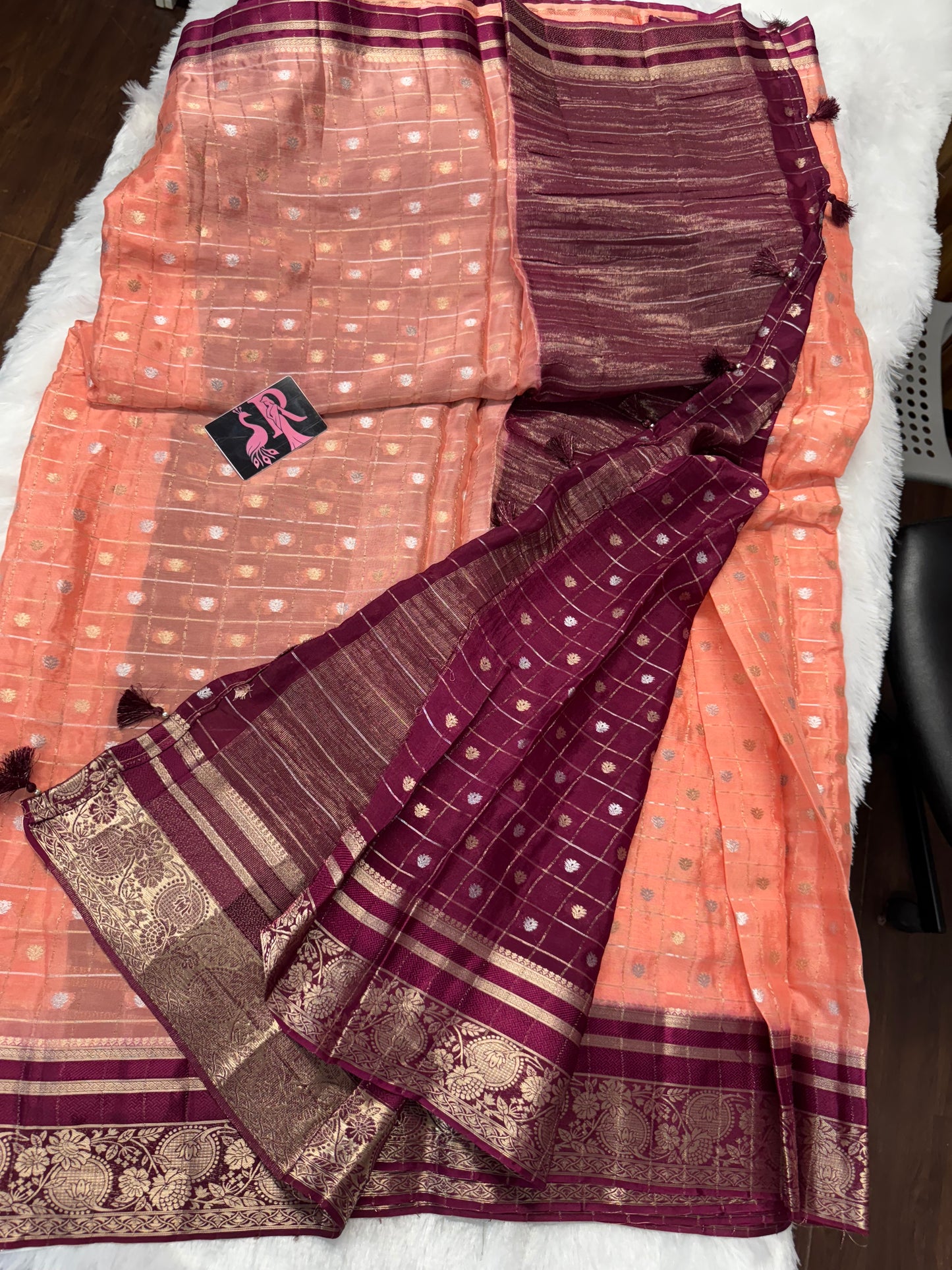 Pure Chinnon zari checks-SR1041F