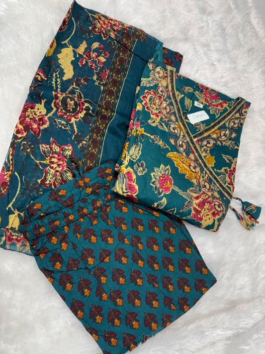 Cotton embroidery Anarkali -SRSP014B