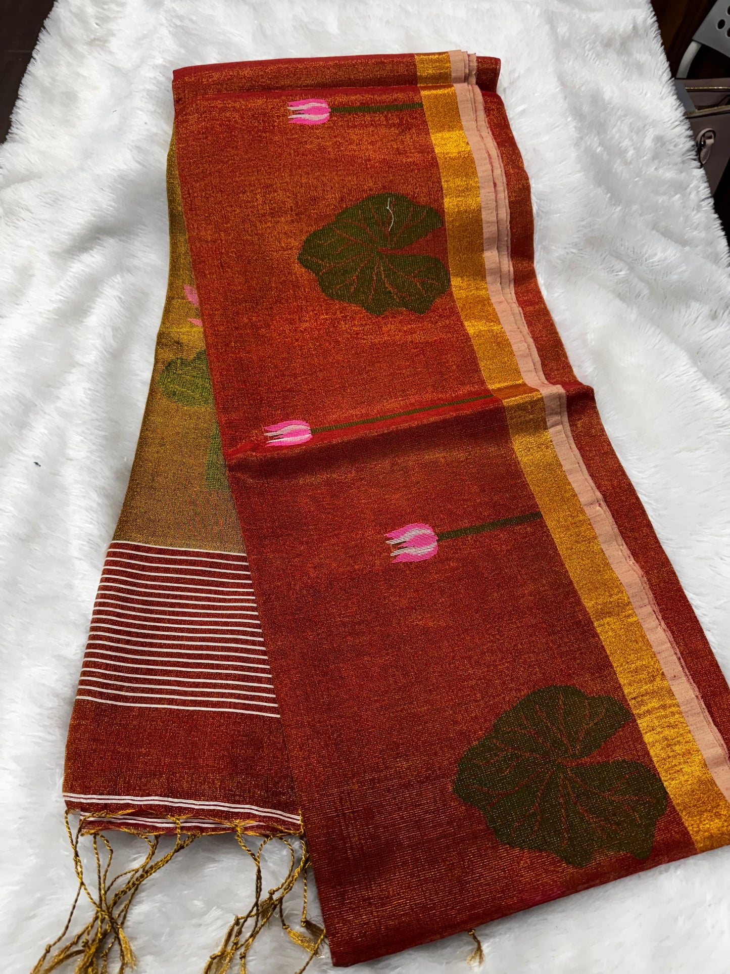 Linen tissue Jamdhani saree-SR1224B