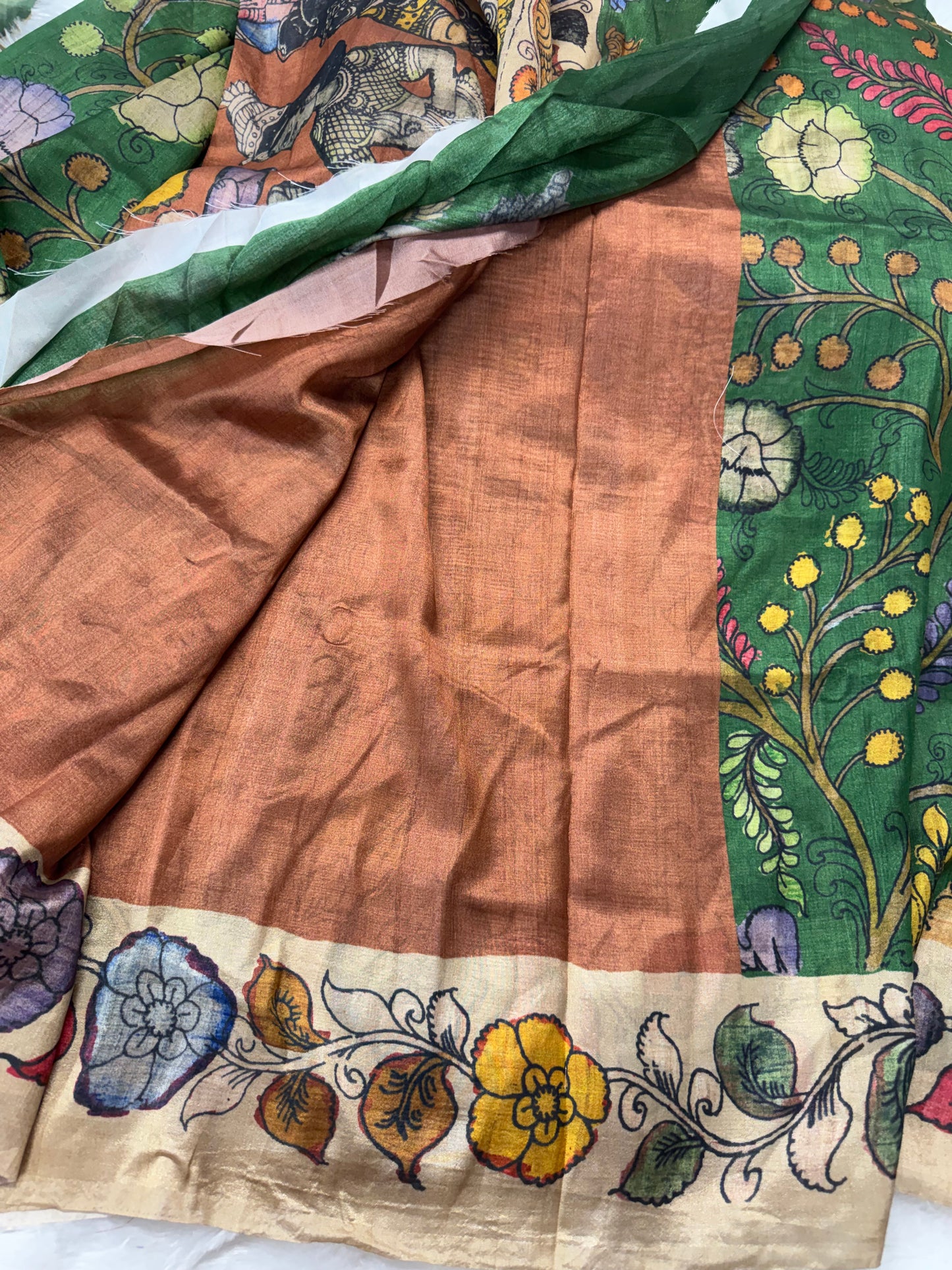 Tassar crepe silk Kalamkari-SR1180B
