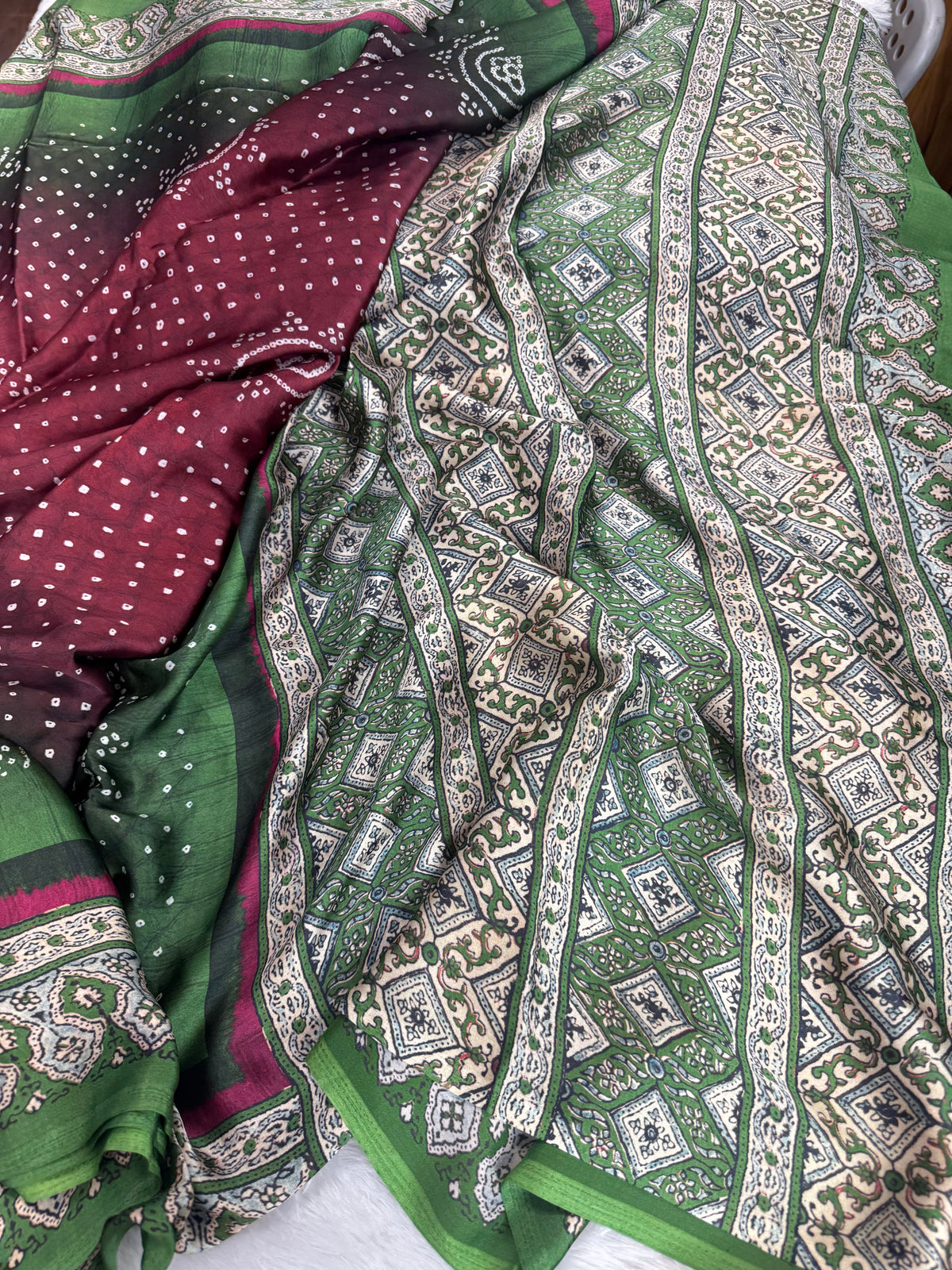 Mulberry silk ajrakh saree-SR1309F