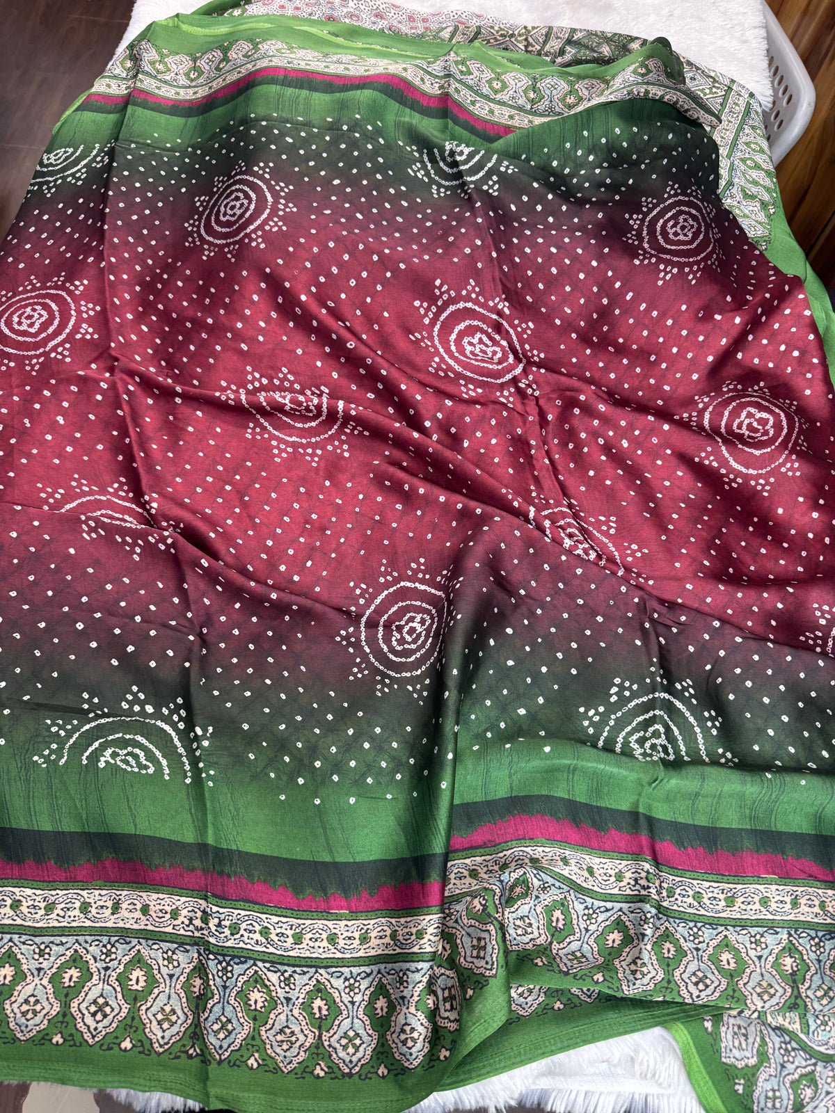 Mulberry silk ajrakh saree-SR1309F