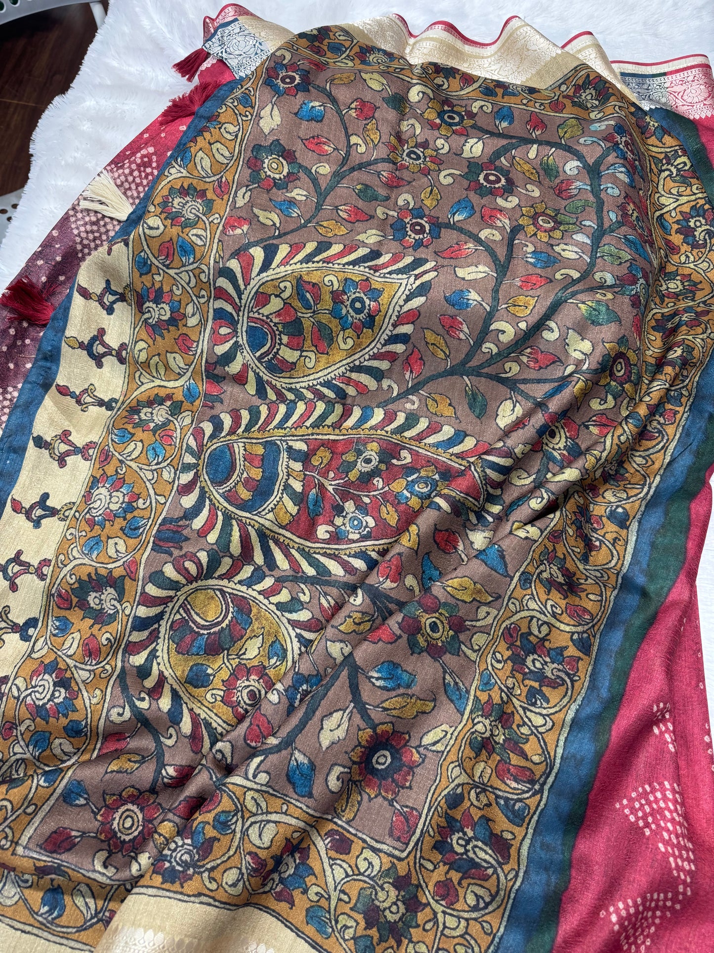 Viscose Tassar Fusion saree-SR1207A