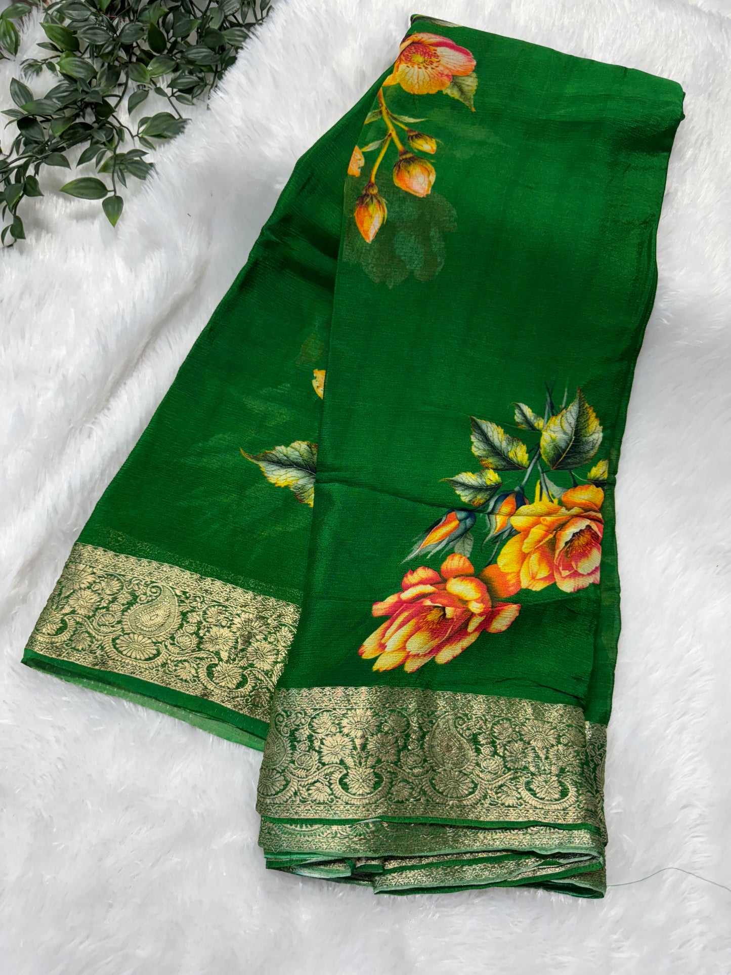 Pure Chinnon chiffon digital print saree-SR1149D