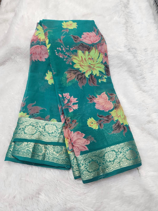Soft chinnon digital print saree-SR1304H