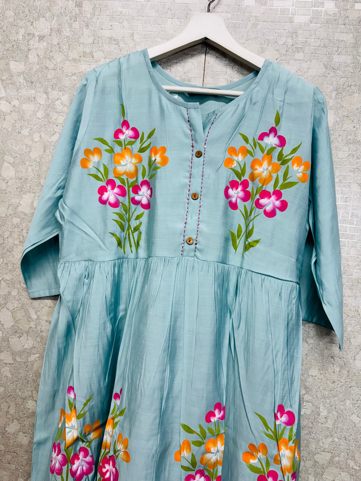 Roman silk brush painted frock-SRS061A