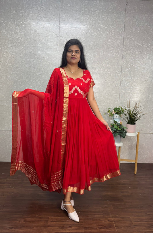 Pure chinnon Anarkali -SRA010D