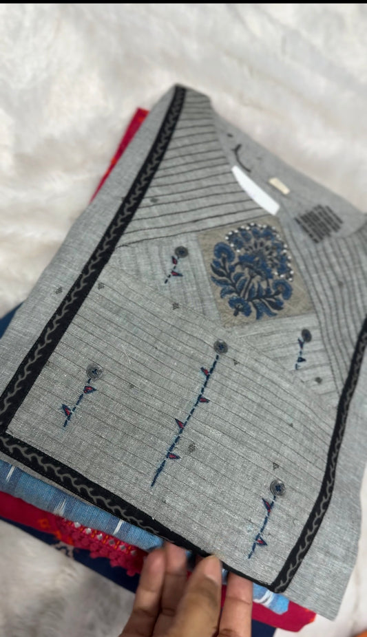 Cotton embroidery top-3XL