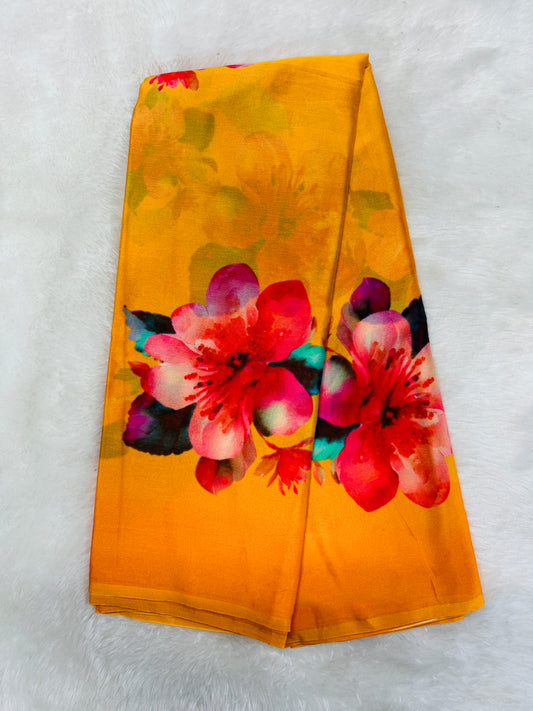 Soft chinnon digital print saree-SR1225C
