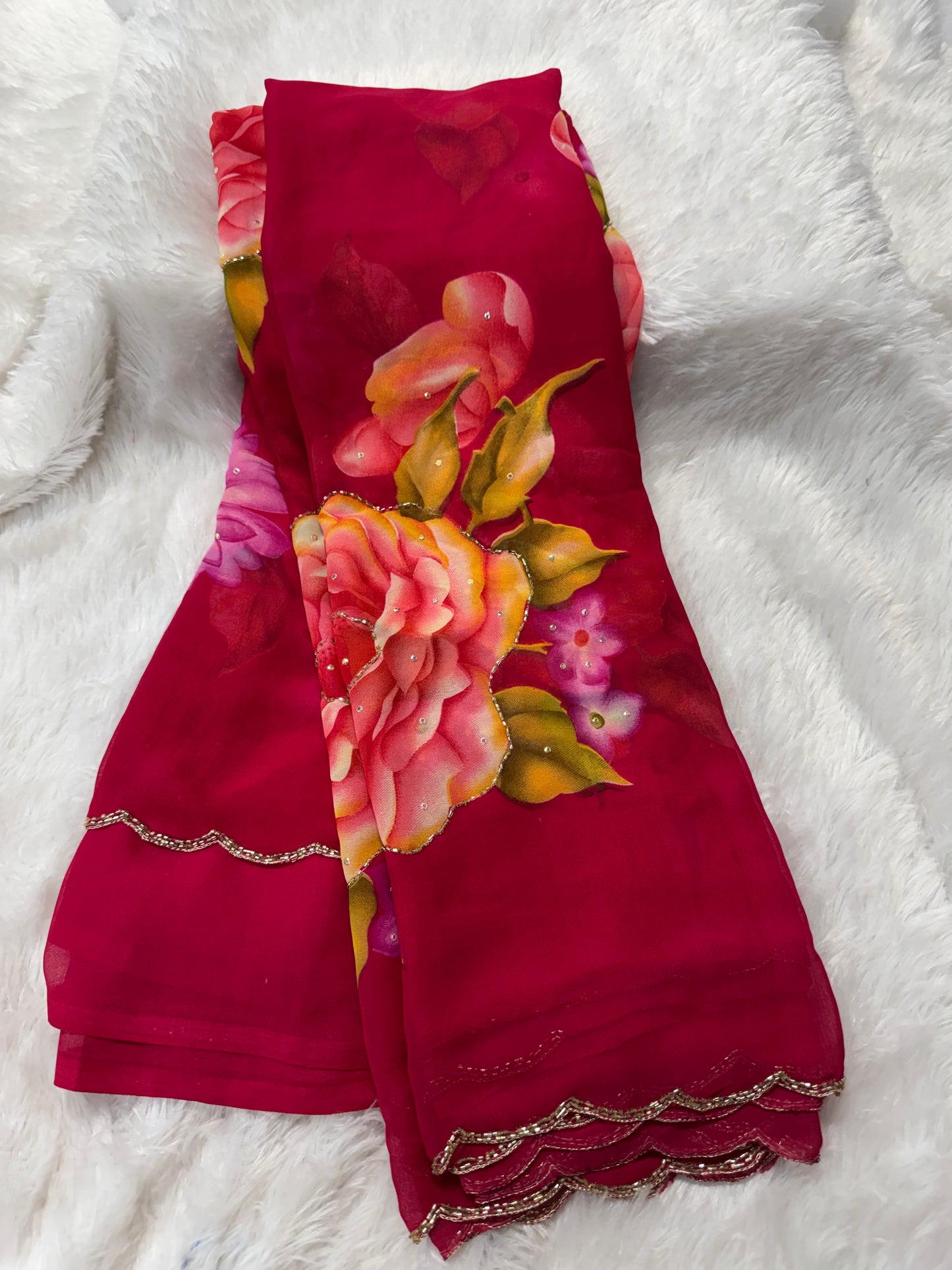 Georget floral cocktail saree-SR1219A