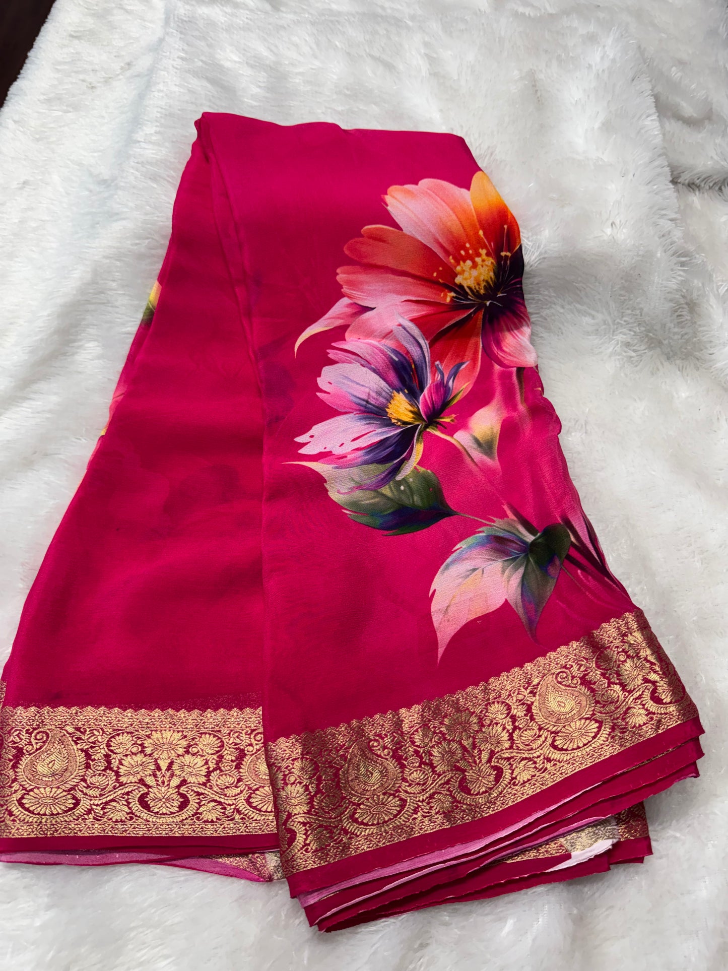 Pure chinnon Digital print saree-SR1251H