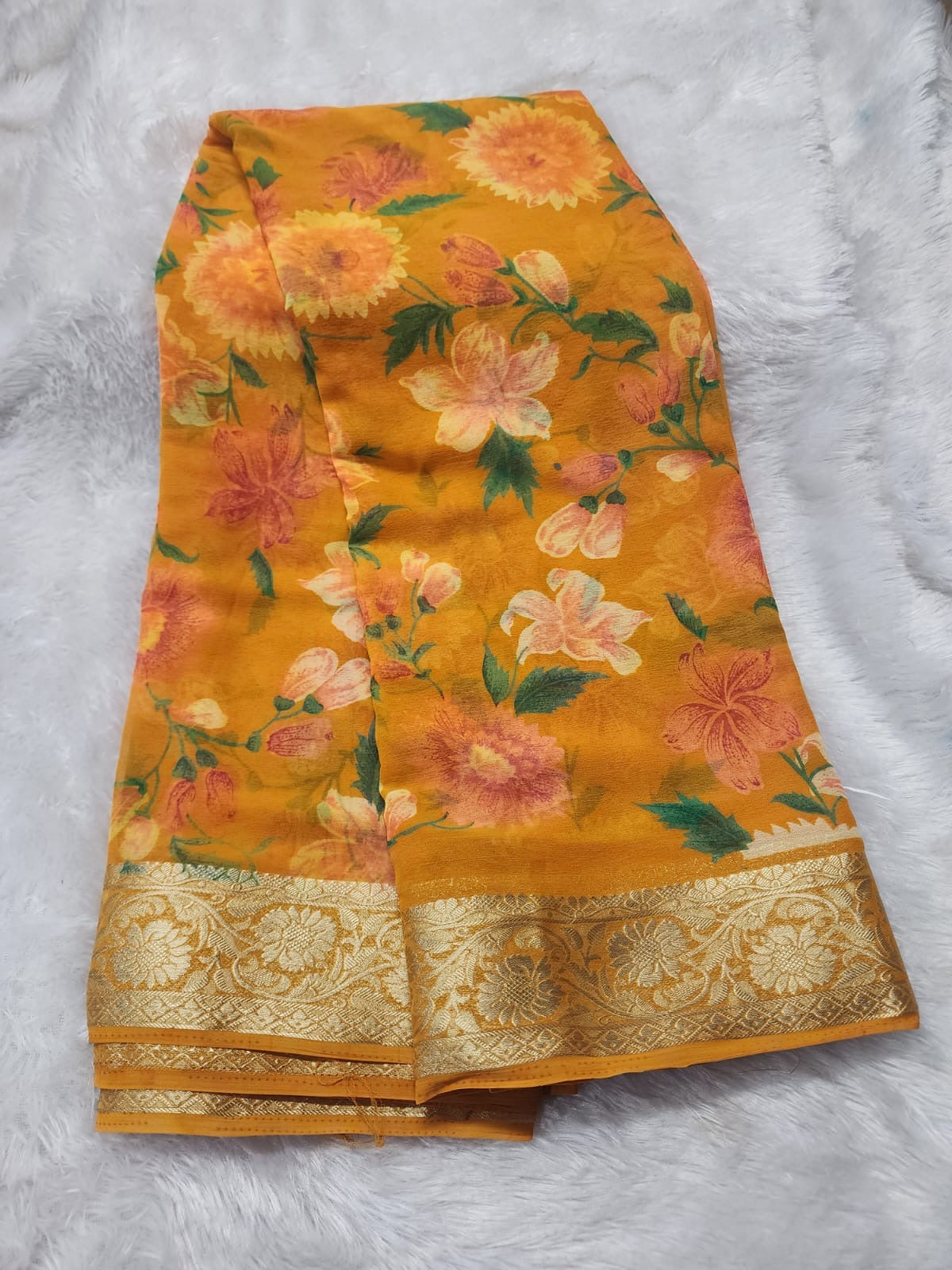 Chiffon floral digital saree-SR1305